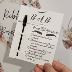 These Brow Tint aftercare cards are perfect to give to your clients after they have had eyelash extensions done. The cards will come in a pack of 20-200, with 4 slits cut out for you to slide in a lash brush (as shown in pictures). Personalised with your: - logo - name - colours  - and any social media ect. ( Please message me over all this information ) The cards will be in the design and layout in photos. Please note this cannot be changed. Please note that layouts can change slightly due to t Brow After Care Kit, Eyebrow Tint Aftercare, Brow Aftercare Card, Brow Lamination After Care Kit, Brow Aftercare Kit, Brow Business Cards, Brow Tint Aftercare, Brow Technician Room, Lash Aftercare Cards