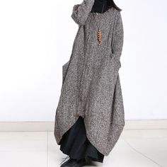 Loose wool jacket long sleeve wool coat long cloak long wool dress plus size winter coat jacket plus size clothing by newstar2016 on Etsy https://www.etsy.com/listing/492083773/loose-wool-jacket-long-sleeve-wool-coat Wool Dress Coat, Long Cloak, Plus Size Peplum, Plus Size Jacket, Autumn Coat, Coat Plus Size, Coat Spring, Boho Mode, Overcoat Jacket