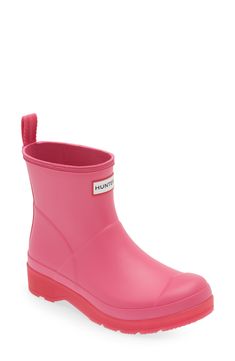 This translucent sole version of a classic Hunter rain boot retains all the style and waterproof practicality of the original in an abbreviated silhouette. Waterproof: protects against rain, puddles and slush to keep feet dry in wet conditions Rubber upper/textile lining/rubber sole In hot or humid weather, natural latex rubber releases a protective wax film; simply wipe it off with a damp cloth Imported Pink Hunter Boots, Rain Boots Women, Pumped Up Kicks, Hunter Hunter, Humid Weather, Hunter Rain Boots, Hunter Shoes, Rain Boot, Shoe Fits