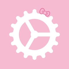 a pink background with a white clock and a bow on the top, in front of a light pink background