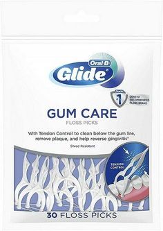 Oral B GLIDE Gum Care Floss Picks 30ct The only floss picks with GLIDE Floss.  They are unique because you can squeeze the handle to tension the floss. Tension design enables more floss to surround the tooth surface. Easy to reach back teeth. One-hand operable. Designed to slide easily between teeth without shredding. Unflavored 30 ct. No additional shipping charges for multiple Oral B Glide Gum care Floss Picks ordered or for products purchased at the same time from most of our other listings. Combined shipping does not apply to boxes of toothbrush covers and boxes of disposable toothbrushes. Floss Packaging, Dental Floss Picks, Floss Picks, Gum Care, Cavities, Oral Care, 6 Pack