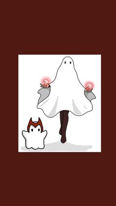 a ghost and a cat are walking together