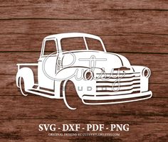 an old truck with the word svg dxf - png on it