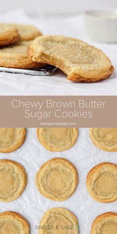 chewy brown butter sugar cookies on a baking sheet