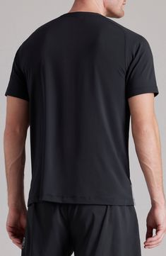 Dig deep through tough runs or heavy sets in the cool, breathable comfort of this mesh-fronted T-shirt that works to keep you cool, dry and stink free. 27 1/2" length (size Medium) Crewneck Short sleeves Breathable mesh allows ventilation of excess heat for cooling comfort Moisture-wicking fabric engineered for dryness and comfort GoldFusion™ antimicrobial technology with gold nanoparticles is engineered to inhibit the growth of odor-causing germs and remains 99.9% effective for the lifetime of Sporty Stretch T-shirt For Outdoor Activities, Sporty Stretch T-shirt For Outdoor, Black Breathable Crew Neck T-shirt, Athletic Fit Go-dry T-shirt For Light Sports, Black Crew Neck T-shirt For Running, Sporty Moisture-wicking Athletic Fit T-shirt, Moisture-wicking Athletic Fit T-shirt For Outdoor, Black Sporty T-shirt With Athletic Fit, Technical Crew Neck T-shirt For Training