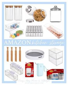 an image of kitchen storage items with the words amazon kitchen storage above them and below it