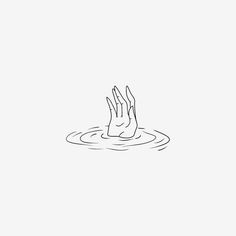 a drawing of a hand reaching out of the water