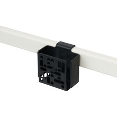 an image of a black and white rail with holes in the end section on it