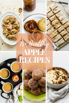 a collage of apple desserts with the title overlay reads 15 healthy apple recipes