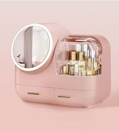 Joybos® Makeup Storage Organizer Box with Led Lighted Mirror Led Makeup Mirror, Closet Accessories