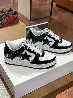 My favourite pair of Bapestas right now. Need a new pair 🫡 #bape #bapestas #sneakers #sneakerhead #sneakersaddict #fashion #streetstyle #streetwear Black And White Bapestas, Tenis Streetwear, Hellboy Tattoo, Bape Sta, Become A Model