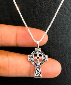 Trinity Celtic Cross Necklace, Sterling Silver Triquetra Cross Necklace,  Celtic Jewelry, Irish Jewe Celtic Cross Pendant, Sterling Silver Hypoallergenic Cross Pendant Necklace, Hypoallergenic Sterling Silver Cross Pendant Necklace, Irish Necklace, Celtic Cross Necklace, Celtic Crosses, Celtic Knot Pendant, Beaded Ankle Bracelets, Silver Model