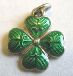 Symbol Of Happiness, Clover Tattoos, Strega Fashion, Guilloche Enamel, Lucky Clover, Lucky Charms, Jewelry Pins, German Silver, Four Leaf