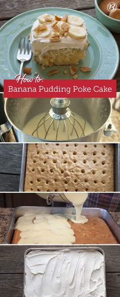 how to bake a banana pudding poke cake with cream cheese frosting and graham crackers