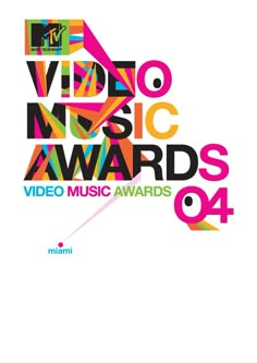 the logo for the video music awards is shown in multicolored letters on a white background