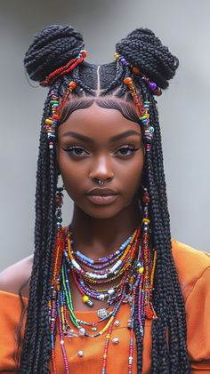 Jumbo Tribal Braids with Beads for a Cultural Flair 🌿 Tribe Hairstyles, Afrocentric Hairstyles