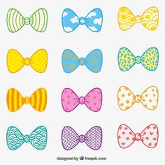 different types of bow ties on a white background