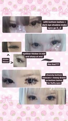 Kawaii Makeup Looks, 2014 Coquette, Kawaii Goth Aesthetic, Kawaii Makeup Tutorial, Makeup Anime, Marla Singer, Gyaru Makeup, Makeup Tuts, Cute Eye Makeup