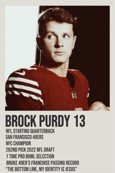 an advertisement for a football team featuring a man in a red jersey and headphones