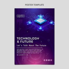 a poster for technology and future let's talk about the future with an abstract background