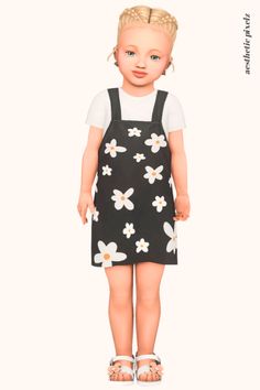 Best Maxis Match Sims 4 Toddler CC (Lookbook + Links to Download) - Aesthetic Pixelz The Sims 4 Maxis Match, Sims 4 Maxis Match, Tied Shirt, Unisex Clothes, Denim Overall Dress, Sims 4 Cc Finds