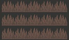 four rows of trees on a black background with pink dots in the middle and bottom