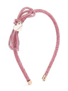 rose pink glass crystal embellishment bow detailing gold-tone hardware heart charm slip-on style Monnalisa Headband, Kenzo Kids, Favorite Hairstyles, Fall Jewelry, Stella Mccartney Kids, Glass Crystal, Pink Glass