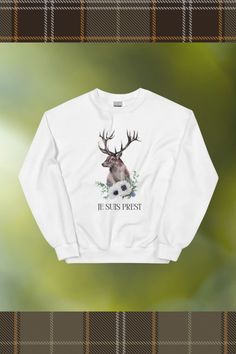 Represent Clan Fraser with this warm and cozy unisex sweatshirt embellished with the Clan Fraser motto "Je Suis Prest" meaning "I am ready" and the clan symbol (the stag). Thistles and white roses represent Scotland. Just the cozy layer you need for cozying up for an Outlander marathon. Available in 4 colors for men and women. Cozy Sweatshirts, Outlander, White Roses, Warm And Cozy, Unisex Sweatshirt