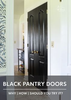 black pantry doors with the words, why i should you try it?