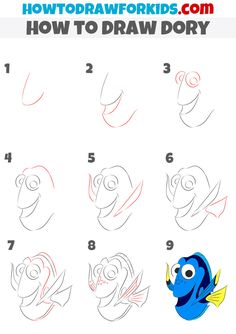 how to draw finding dory from finding dory step by step drawing for kids