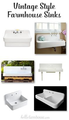 vintage style farmhouse sink with different styles and colors