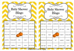 two baby shower games with oranges on them