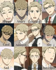 the many faces of an anime character