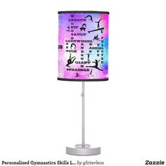 a lamp that has some writing on it