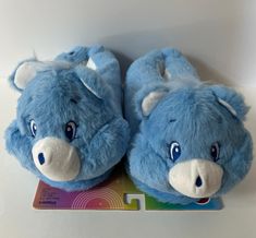 Adorable, super soft Care Bears Grumpy Bear slippers new on card. Fits ladies' shoe size 7-8 (M). Please see all photos, slippers even have the Care Bears tush heart ❤️. Care Bears Grumpy Bear, Grumpy Bear, The Care Bears, Ladies Shoe, Bear Slippers, Cute Slippers, Sweater Season, Soft Slippers, 80s Toys