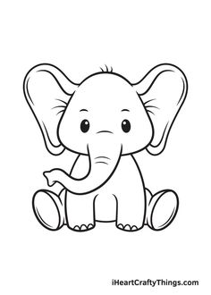 an elephant sitting on the ground with its trunk in it's mouth coloring page