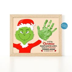 a hand print with the grinch on it