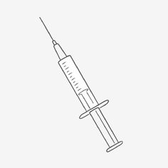 a drawing of a medical syquet with a needle in the middle, on a white background