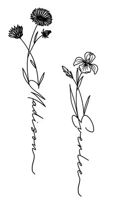 two flowers are shown in black and white, with the word happiness written below them