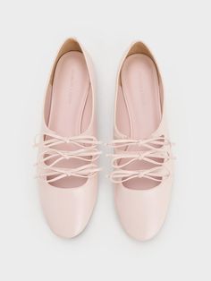 These Dorri flats are the perfect shoes to incorporate the balletcore aesthetic into your look. Complete with a sweet, pastel pink finish, these shoes are quite literally a modern-day interpretation of the classic pointe shoes. Featuring not one, not two but three cute bows affixed to elastic straps, these shoes offer a comfortable fit which makes them suitable for a variety of arch heights -- and all-day wear. Ballet Flats Pink, Balletcore Aesthetic, Pink Ballet Shoes, Pink Ballet Flats, Moon Bag, Pink Flats, Size Chart For Kids, Pointe Shoes, Charles Keith