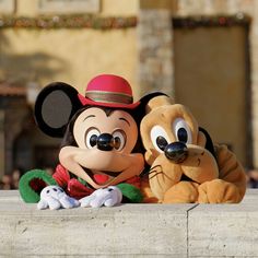 mickey and minnie mouse sitting next to each other