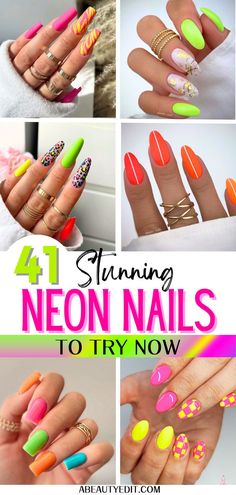 Neon nails are a bold and eye-catching trend. Neon nail designs offer endless possibilities for self-expression. Neon nail art can range from minimalist to intricate patterns. Neon nails acrylic are a popular choice for achieving a vibrant look. Neon nail ideas are perfect for those who love to make a statement. Neon nail ideas summer are ideal for adding a burst of color to your warm-weather style. Bright nails for summer, like electric pinks and vivid yellows, are sure to turn heads. Neon Color Nail Designs, 80s Theme Nail Designs, Nail Neon Designs, 80s Nails Designs, Bright Color Nail Designs, Cute Bright Nails, 80’s Nails, 80s Inspired Nails, Neon Short Nails