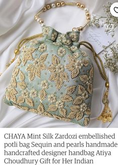 Crochet Free Patterns, Sac Diy, Bridal Handbags, Potli Bag, Vintage Evening Bags, Party Handbags, Embroidered Handbag, Potli Bags, Embroidery Bags