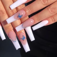 Milky Nails, Blue Acrylic Nails, Ombre Acrylic Nails, Purple Nail, Coffin Nails Long