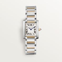 CRW51007Q4 - Tank Française watch - Small model, quartz movement, steel - Cartier Cartier Watches Women, Cartier Tank Francaise, Cartier Panthere, Gold Watches Women, Cartier Santos, Cartier Tank, Cartier Watch, Watch Women