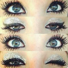 . Sparkly Eye Makeup, Cheer Makeup, Dance Makeup, Sparkly Eyes, Cheer Hair, Glitter Eye Makeup, Glitter Eyes, I Love Makeup, Make Me Up