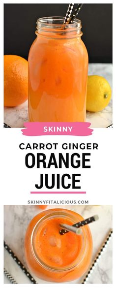 Boost your immune system with an Orange Carrot Ginger Juice packed with healthy citrus and carrotsThe perfect juice to spring clean your diet Carrot Ginger Juice, Orange Carrot Juice, Carrot Juice Recipe, Juice Healthy, Ginger Drink, Paleo Recipes Easy, Carrot And Ginger