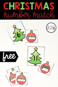 christmas themed number match with free printables