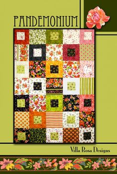 a book cover with an image of a patchwork quilt and flowers on the front