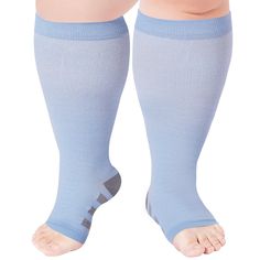 PRICES MAY VARY. 【Perfect Fit for Wide Calf】Extra large & wide calf size (1XL-6XL) for calf 10 to 28 inches circumference, ankle size up to 16 inches. And more comfortable than normal size open toe compression socks, these toeless compression socks are able to bring you strong leg support and long lasting graduated compression, as well as ultra comfortable wear of lightweight and breathable. 【15-20 mmhg Pressure Index】Progressive pressure wide calf compression socks are beneficial to promote blo Compression Hose, Toeless Socks, Womens Compression Socks, Swollen Ankles, Strong Legs, Leg Support, Socks For Women, Muscle Relaxer, Compression Socks